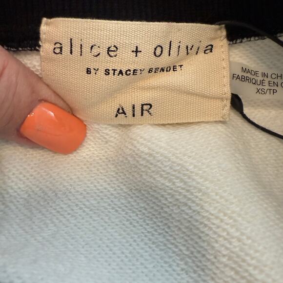 Women's Alice & Olivia Black and White Sweatshirt Short Sleeve Dress Size XS NEW - Picture 3 of 7